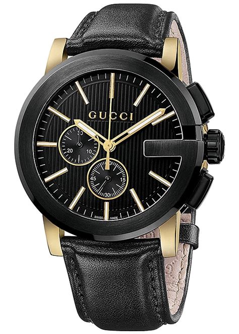 gucci g watch men'|Black Leather G.